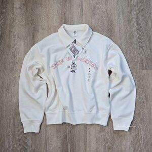 Uniqlo x POP MART Half Zip Sweatshirt M White Cotton New With Tags Rare LABUBUs